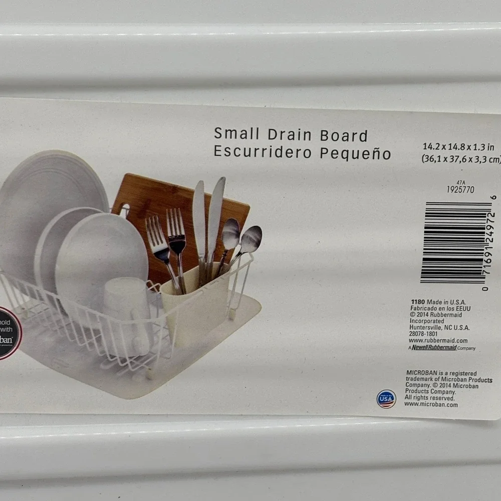 Rubbermaid Small Drain Board White Microban Antimicrobial 1925770 Made in USA